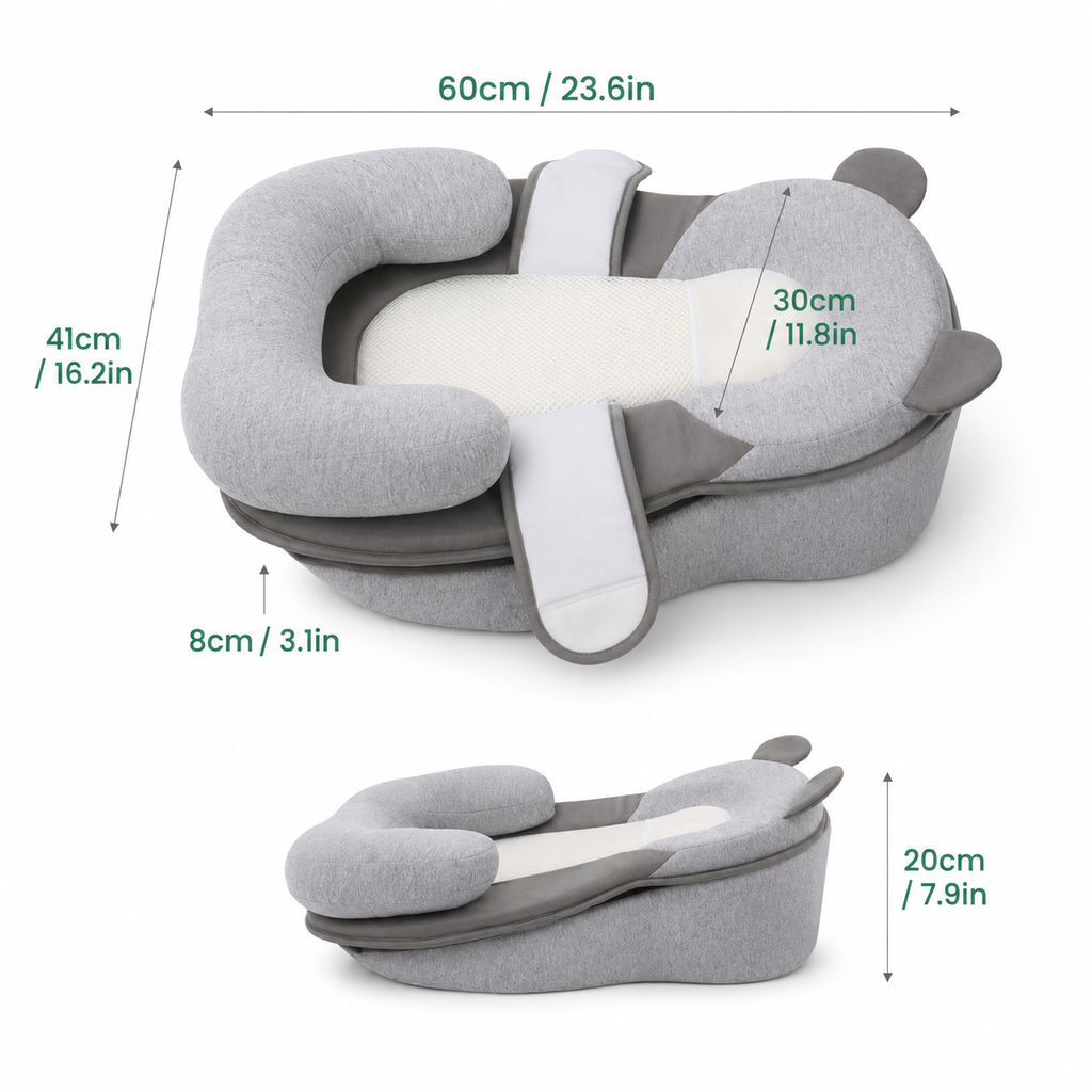 Avoria™ SleepNest - Newborn Reflux & Anti-Roll Sleep Nest - Ergonomic Wedge & Feeding Support
