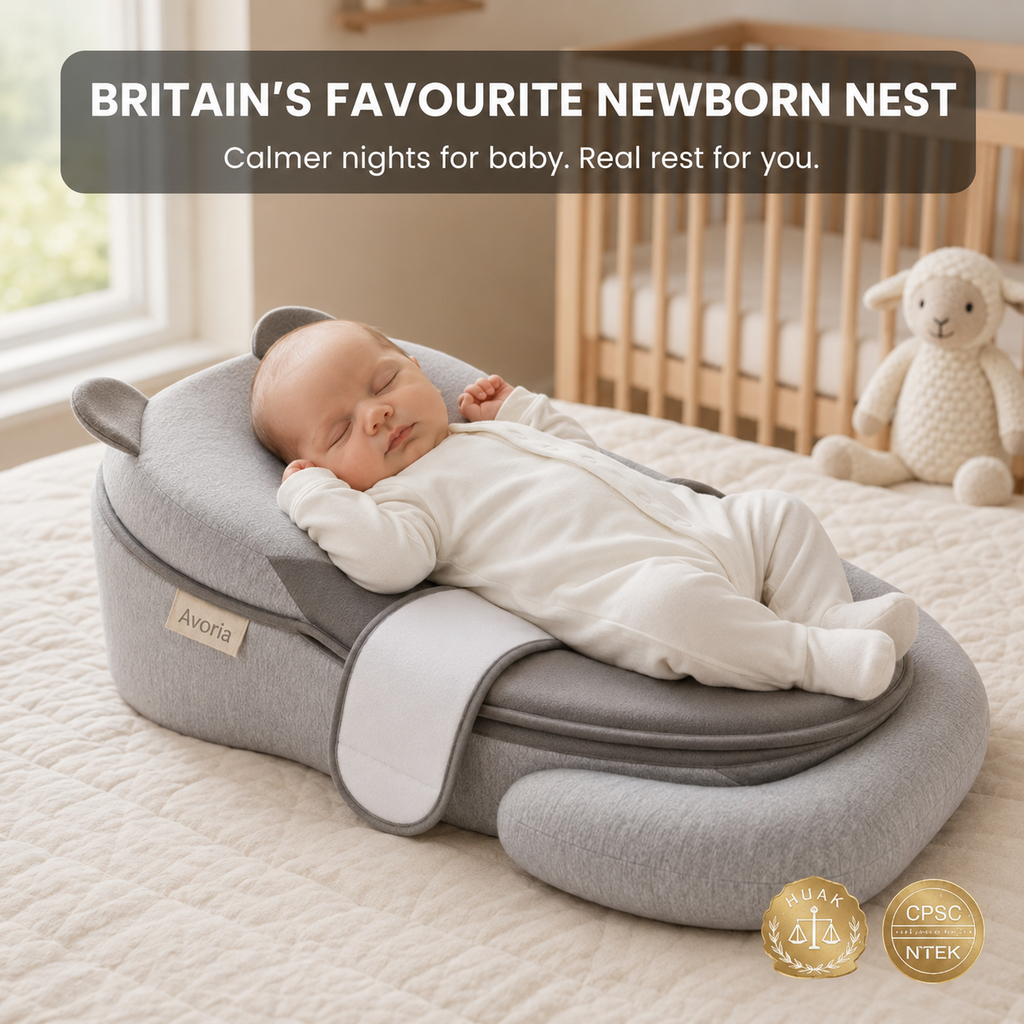 Avoria™ SleepNest - Newborn Reflux & Anti-Roll Sleep Nest - Ergonomic Wedge & Feeding Support